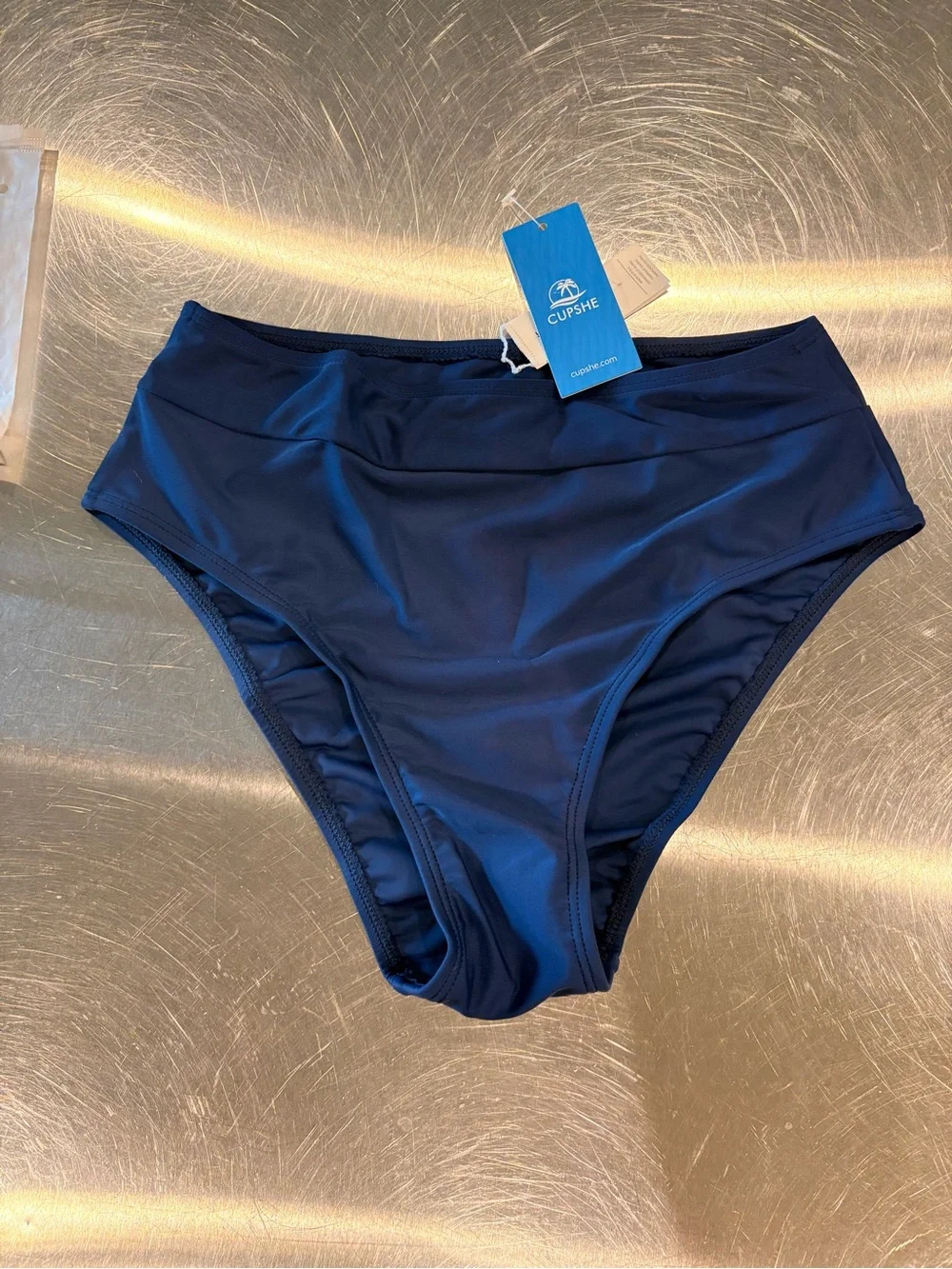 CUPSHE Navy Blue High-Waisted Bikini Bottom XS NWT